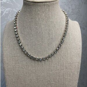 Vintage Silver Tone Clear Rhinestone Necklace